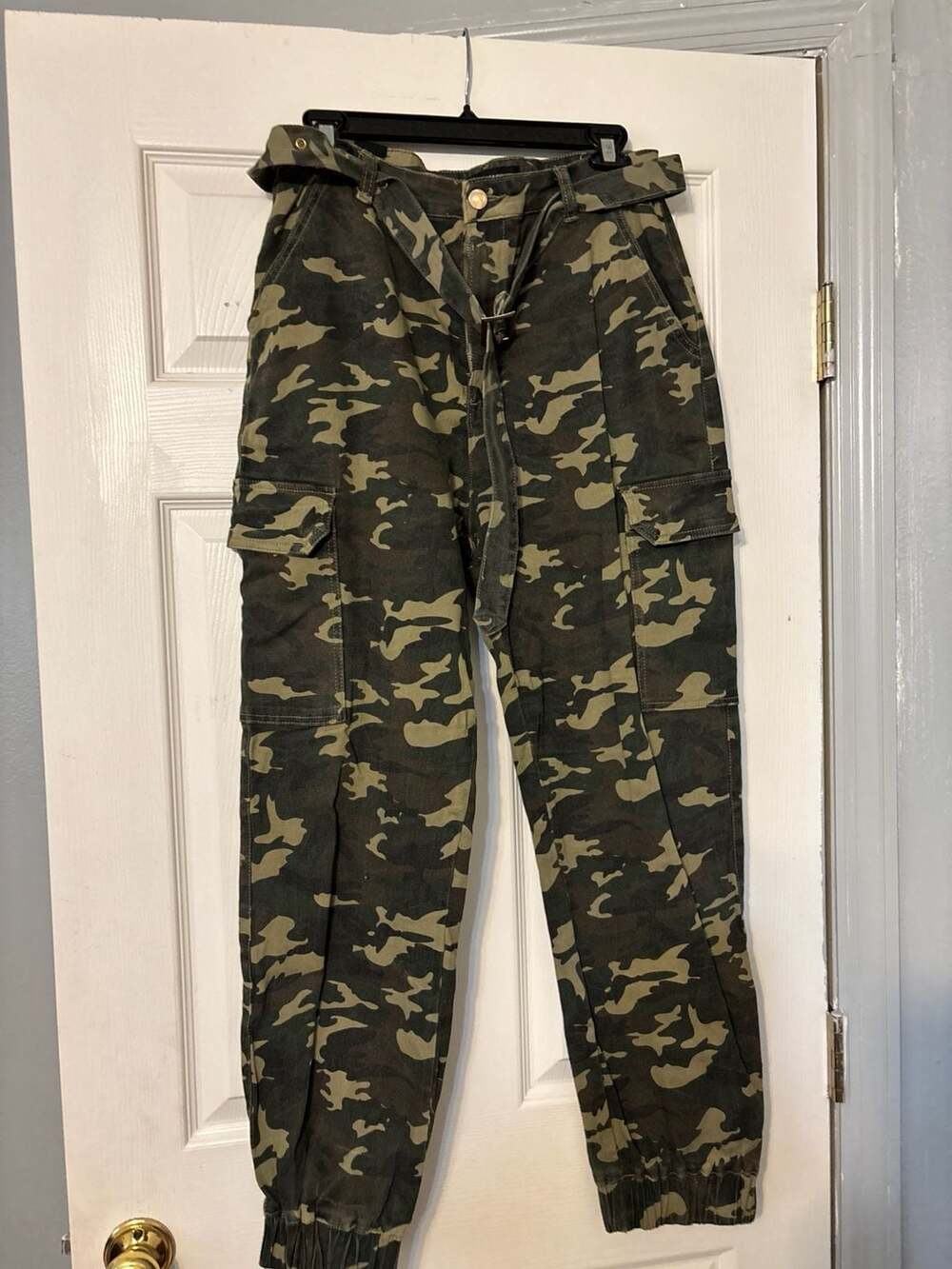 Camo Pants Women High Waisted Wide Leg Casual Camoflage Cargo Pants Baggy Elasti